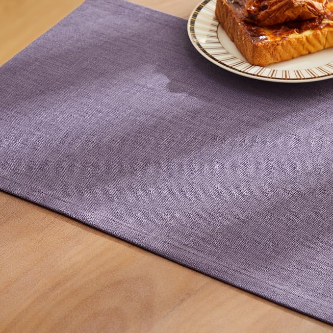 ZeeMart Rustic Cotton Linen Table Runner, 13x108 Inches Purple | Farmhouse Style Linen Table Runners 108 Inches Long, Washable Kitchen Dining Table Decoration for Home Party Decor