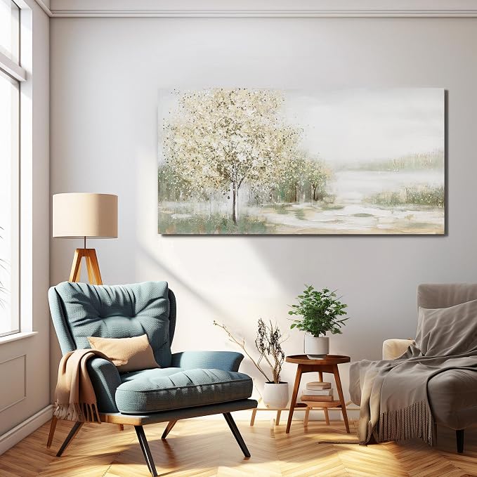 Green Wall Art Modern Nature Wall Art Canvas Art Wall Decor Spring Scene Wall Art Decor Artwork Large Wall Art Prints for Room Living Room Bedroom Office Decor 24X48 inch