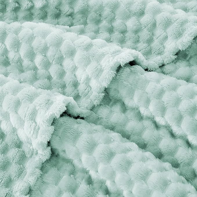 EXQ Home Gentle Soft Fleece Throw Blanket – Cozy Lightweight 3D Imitation Turtle Shell Jacquard Blanket for Couch Bed – All-Season Warm Fuzzy Flannel Blanket for Women Mom Her Gifts(60"x80",Aqua)
