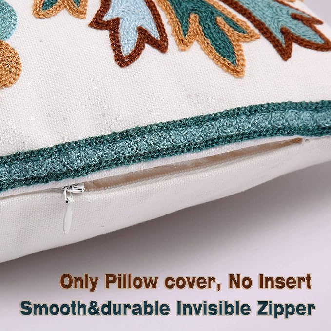 Onelsong Decorative Throw Pillow Covers for Couch Living Room 18x18 inches Set of 2 Embroidery Square Boho Throw Pillows Cover for Sofa Chair Bed