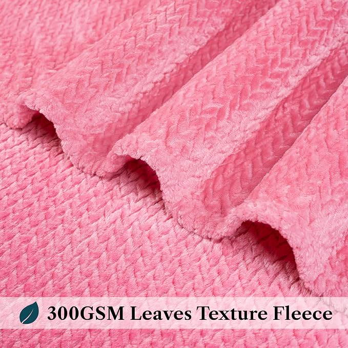 PAVILIA Soft Fleece Hot Pink Throw Blanket for Couch, Lightweight Plush Warm Blankets for Bed, Fuzzy Cozy Flannel Blanket Throw for Sofa, Travel, Jacquard Pattern, Hot Pink, 50x60 inch