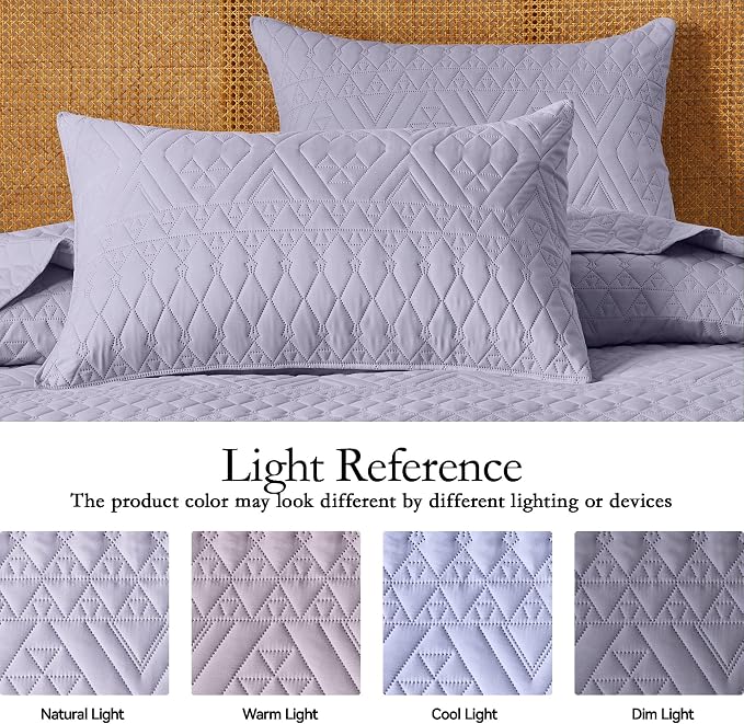 akkialla Twin Size Quilt Bedding Set,Lavender Lightweight Microfiber Soft Bedspreads,Modern Style Geoetric Pattern Coverlet Set for All Seasons,2 Piece(1 Quilt,1Pillow Sham)