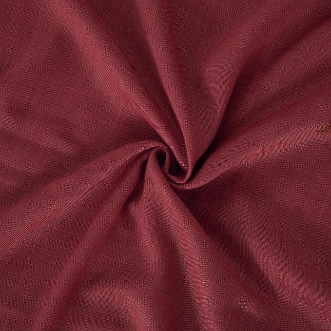 BGment Burgundy Linen Kitchen Curtains for Window Over Sink, Short Semi Sheer Drapes for Bathroom Cafe Over Sink with Rod Pocket Lightweight, 2 Panels Set, Each 30 Inch Wide