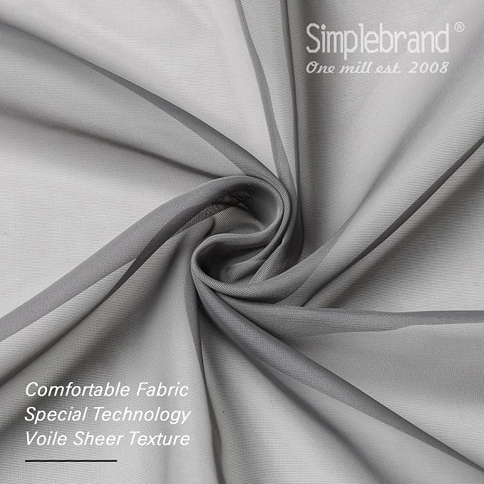 Simplebrand Grey Short Sheer Curtains 45 Inch Length for Small Windows, Rod Pocket 2 Panels Set Solid Voile Drapes Window Sheer Curtains for Bedroom Bathroom Kids Room Kitchen, 42x45 Inch, Gray
