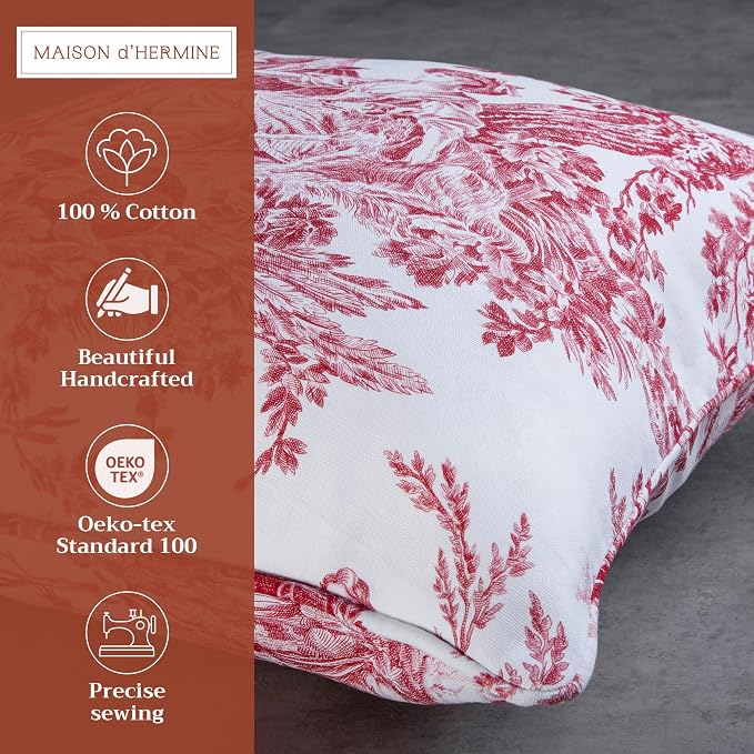 Maison d' Hermine Throw Pillow Covers 100% Cotton (20" x 20" - Pack of 1)