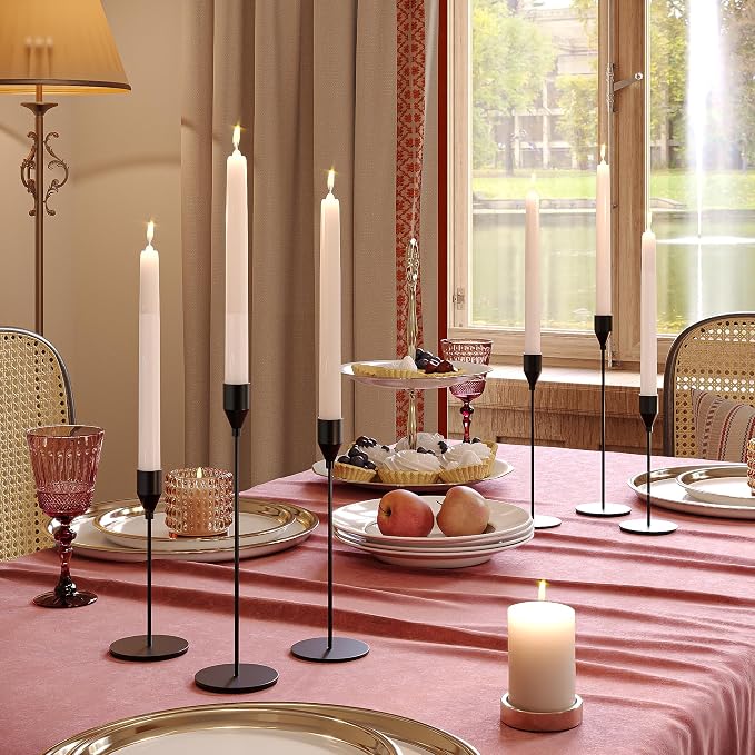 NLBTW Black Candlestick Holders, Set of 3 Tall Metal Taper Candle Holder