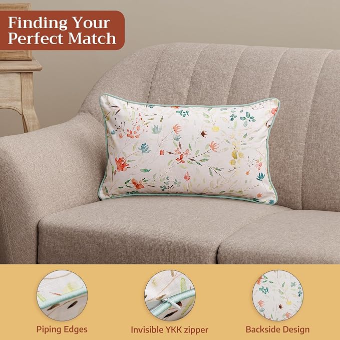 Maison d' Hermine Throw Pillow Covers 100% Cotton (12" x 20" - Pack of 1)