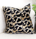 Tache Velvet Throw Pillow Cover - 1 Piece 18 X 18 Inch Square Black Beige Brown Modern Geometric Decorative Velvety Eternal Eclipse Soft Cushion Case