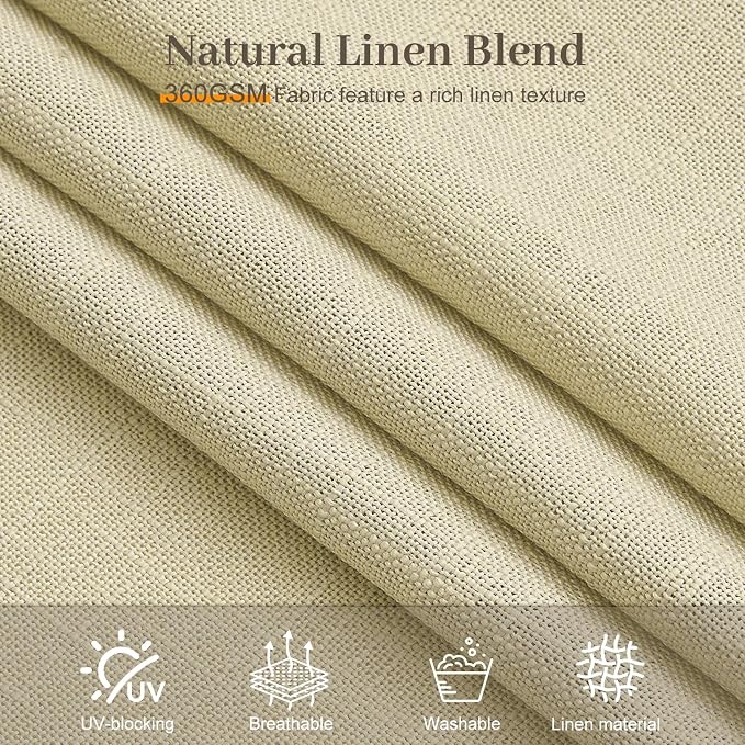 Extra Long Pinch Pleated Sheer Linen Blend Curtains Light Filtering, 40X102 | Living Room, Semi Sheer, Pinch Pleat, with Hook Rings, Ceiling to Floor, Memory Shape, FarmhouseGrey Beige, 2 Panels