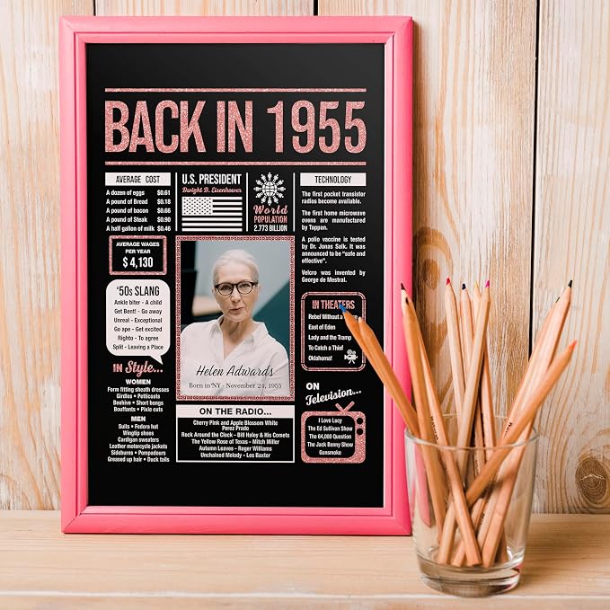 Happy 70th Birthday Decorations Women - Personalized Gifts For 70 Year Old, Rose Gold 70 Birthday Decorations, 70 Yr Old Bday Decor, Party Decorations, Over The Hill Party Supplies, Presents Poster
