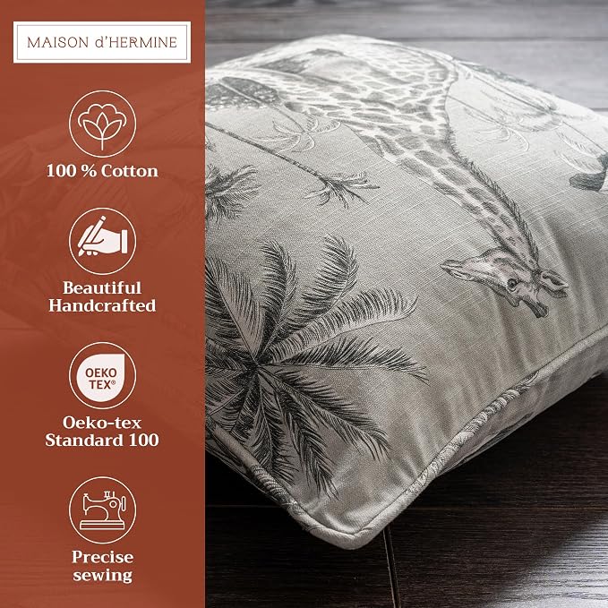 Maison d' Hermine Throw Pillow Covers 100% Cotton (20" x 20" - Pack of 1)