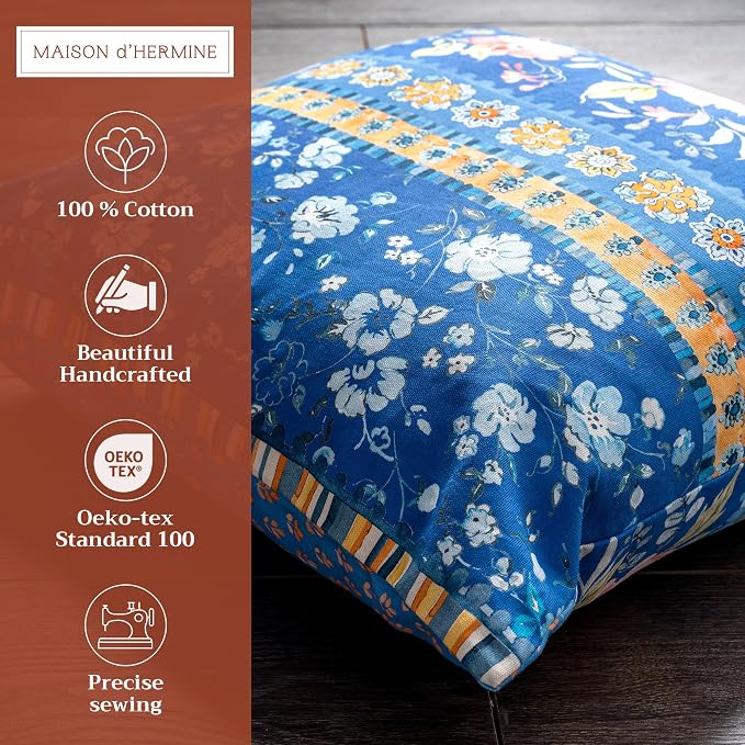 Maison d' Hermine Throw Pillow Covers 100% Cotton (20" x 20" - Pack of 1)