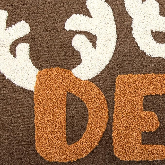 Embroidered Deer Christmas Pillow Covers 12x20, Cute Christmas Throw Pillow Covers Christmas Decorations Holiday Pillows for Home Couch,Brown/Pumpkin