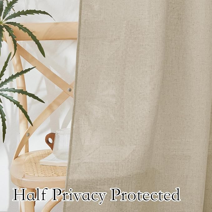 RYB HOME Extra Wide Sheer Curtains for Sliding Patio Door Large Window | Room Divider for Office Bedroom Separation, Light Filtering, Privacy Protection, Back Tab, W70 x L95., 2 Panels, Beige