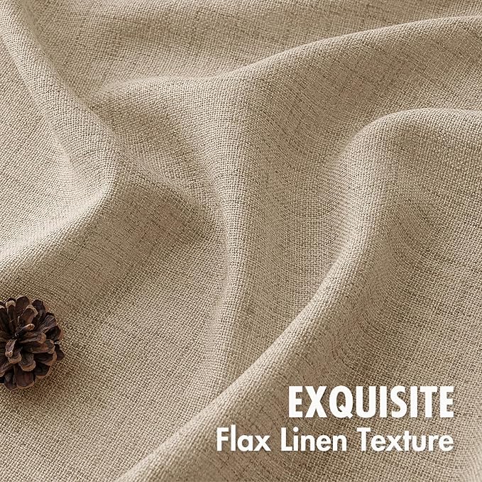 MIULEE Faux Linen Curtains 63 Inch Length 2 Panels Natural Copper Brown Semi Sheer Curtain with Back Tab Rod Pocket, Light Filtering Window Privacy Burlap Drapes for Living Room Bedroom 42W x 63L