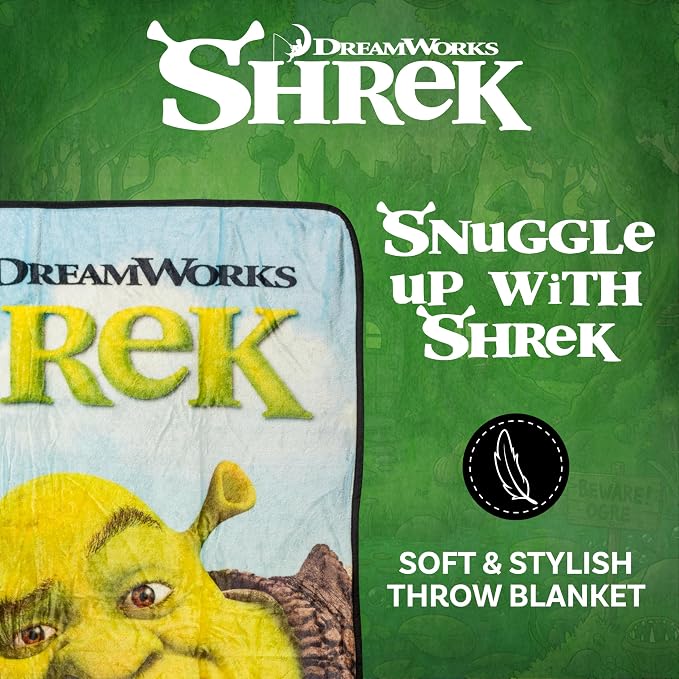 Silver Buffalo Shrek and Donkey Hugging, Fleece Throw Blanket, 45x60in | Soft and Cozy, 250 GSM