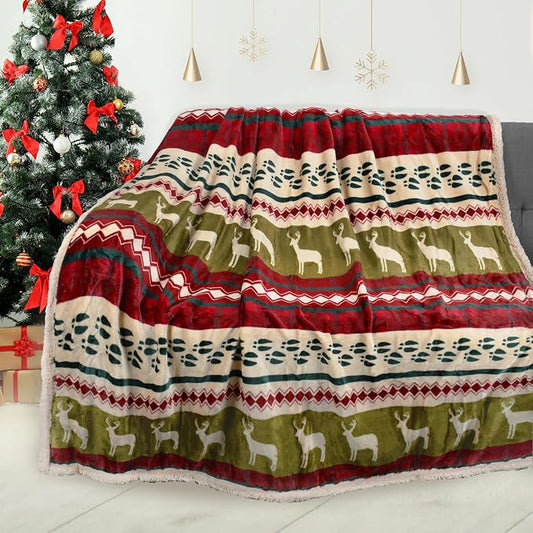 Catalonia Christmas Sherpa Throw Blanket, Xmas Theme Throws for Couch Bed, Plush Blanket | Super Soft, Warm, Fluffy, Comfy, 60x80 inches