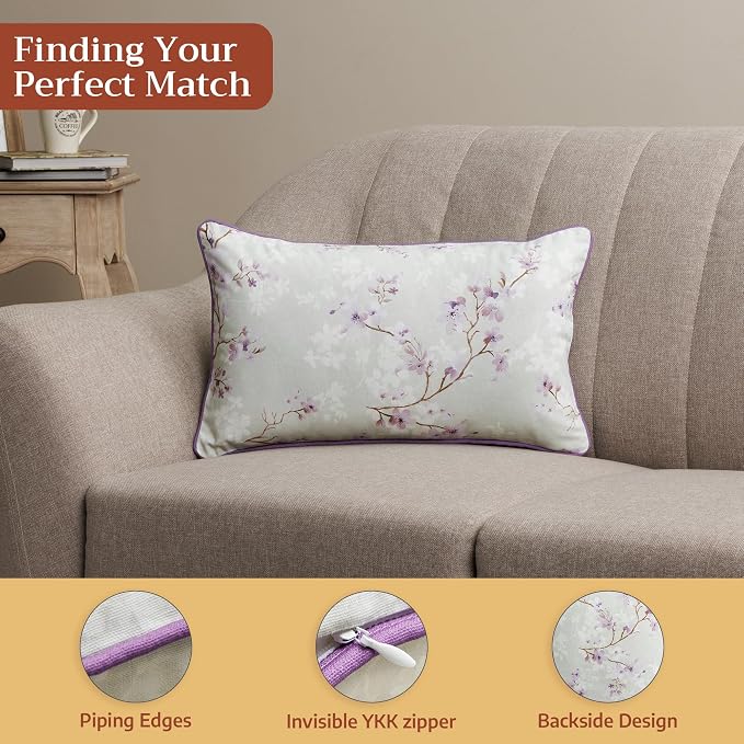 Maison d' Hermine Throw Pillow Covers 100% Cotton (12" x 20" - Pack of 1)