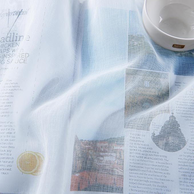 DWCN Sky Blue Faux Linen Sheer Curtains - Grommet Voile Window Curtain Drapes for Bedroom Living Room 52 x 72 inches Long, Set of 2