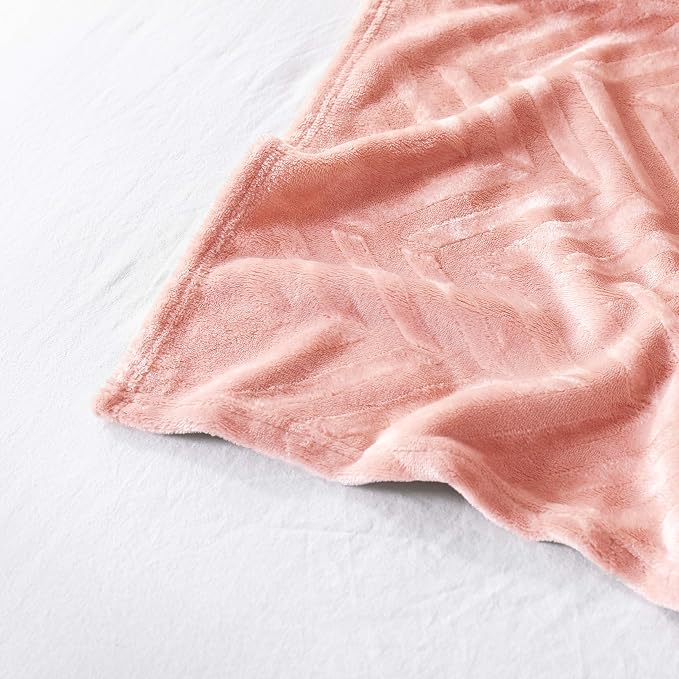 Whale Flotilla Flannel Fleece Bed Blanket Queen Size, Pink | Lightweight Breathable Soft Bedspread, Plush Fluffy Coverlet Chevron Design Decorative Blanket for All Season, 90x90 Inch