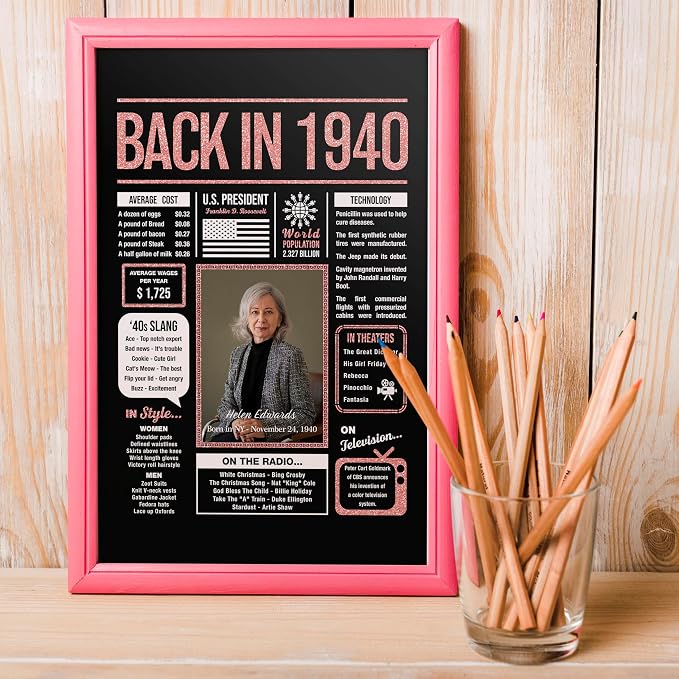 Happy 85th Birthday Party Decorations For Women Rose Gold - Gifts For 85 Year Old Women, Personalized 85th Birthday For Mom, Grandma, 85 Yr Old Bday Decor, Back In The Day You Born Birthday Poster