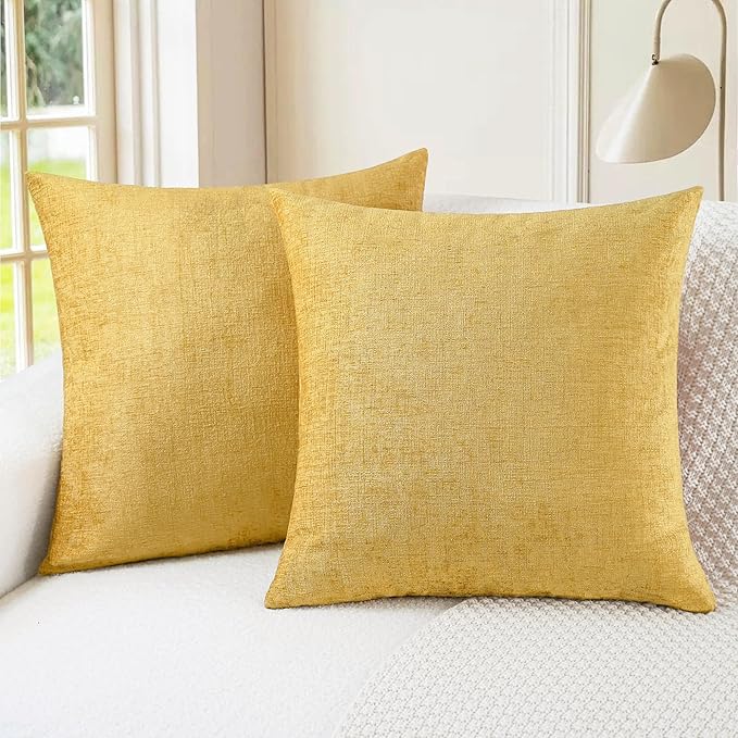 CaliTime Decorative Couch Throw Pillow Covers 24 X 24 Inches Gold