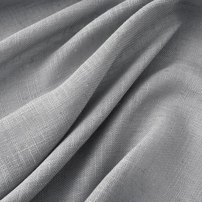 MIULEE Grey Linen Curtains 52x90 Inch Long for Bedroom Living Room 2 Panels | Soft Thick Linen Textured Window Drapes, Gray Semi Sheer Light Filtering, Back Tab Rod Pocket, Burlap Look Decor