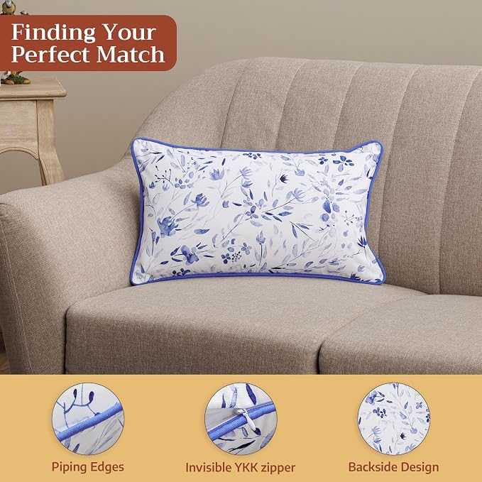 Maison d' Hermine Throw Pillow Covers 100% Cotton (12" x 20" - Pack of 1)