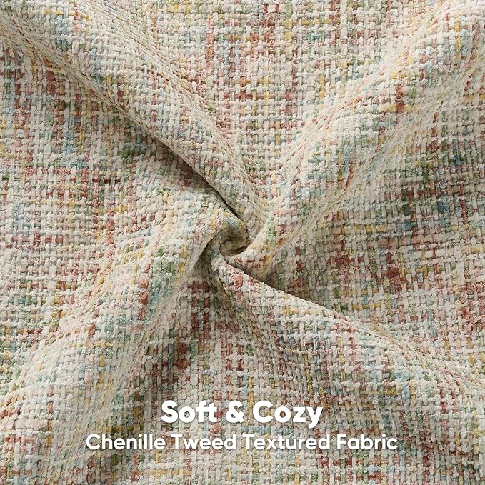 HAUSSY Pack of 2 Chenille Tweed Throw Pillow Covers 26x26 Inch, Colorful