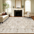 AooHHooA Washable Area Rug 8x10 Soft Stain Resistant Boho Vintage Rugs with Non Slip Backing, Low Pile Lightweight Large Rug for Living Room Bedroom Dining Room