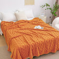 Aganear Flannel Fall Throw Blanket for Bed Couch 90"x90" Orange | Warm Gift for Women,Christmas,Housewarming,Soft Lightweight Fuzzy,Boho Design for Room Home Decor,All-Season Use