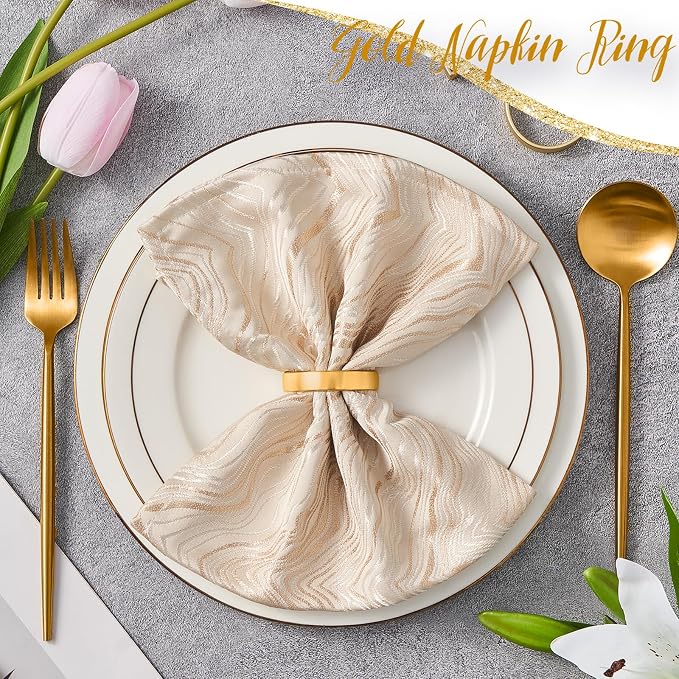 APTWOW Gold Napkin Rings Set of 6, Semicircle Metal Gold Napkin Holder Buckles, Fall Thanksgiving Christmas Napkin Rings for Dinner Table Decor, Wedding, Banquet, Valentines Day | Semicircle, Metal, Gold Napkin Holder Buckles, Fall Napkin Rings for Din...
