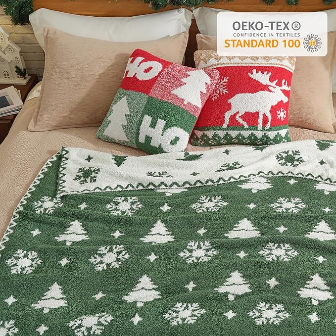 Snuggle Sac Christmas Throw Blanket Fairy Isle Christmas Tree 50x60 inches, Ultra Soft Cozy Gift Throw Blanket for Couch, Sofa and Bed for Xmas