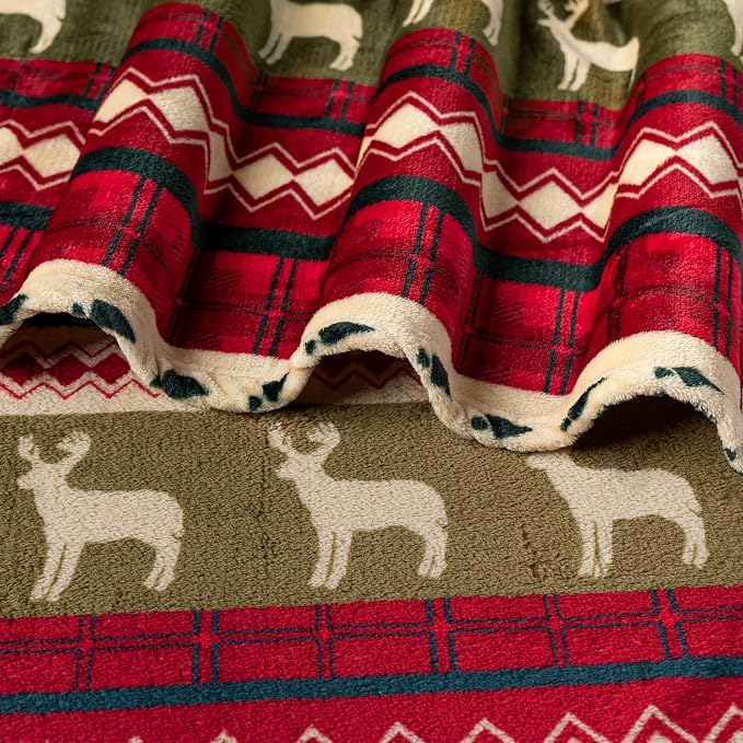 Pavilia Plush Red Christmas Fleece Throw Blanket - Soft, Warm Winter Cabin Throw, 50x60