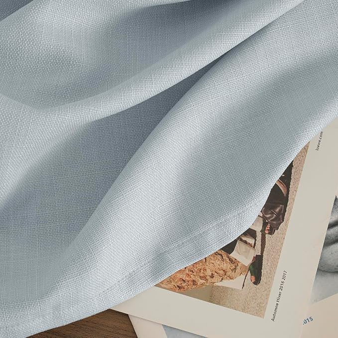 Haze Blue Linen Curtains 95 Inch Length for Living Room 2 Panels | Light Filtering, Linen Textured, Semi Sheer, Privacy Protected, Neutral Window Drapes for Living Room, Grommet, 52 x 95 Inch