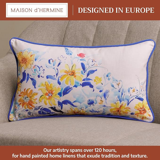 Maison d' Hermine Throw Pillow Covers 100% Cotton (12" x 20" - Pack of 1)