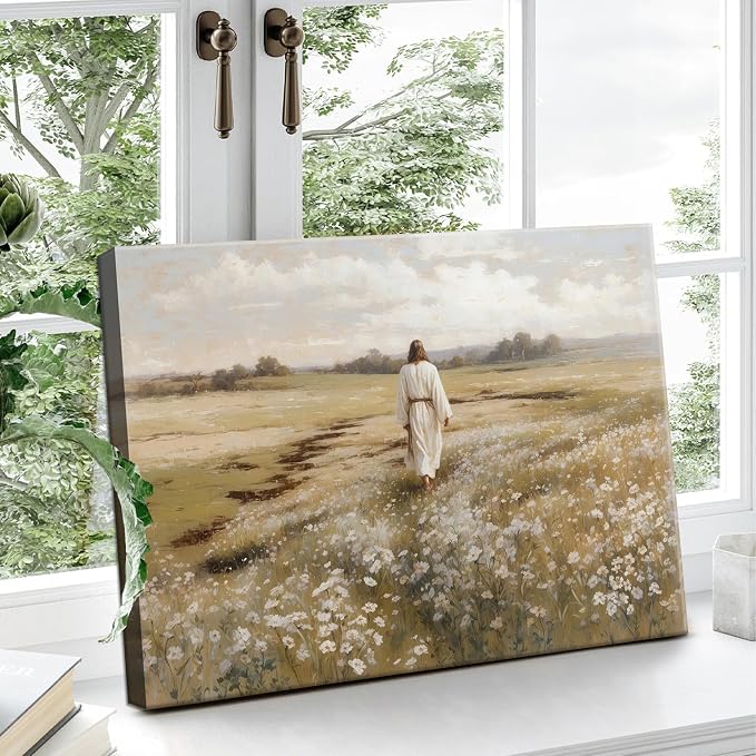 Tmvosn Jesus wall art decor（24" L x 16" W Plain Jesus Canvas Framed）