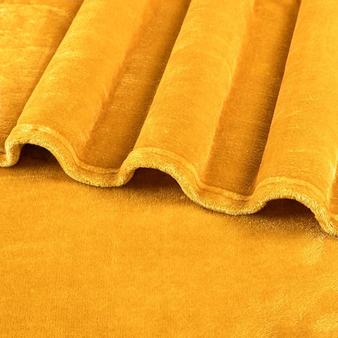PAVILIA Mustard Yellow Fleece Throw Blanket for Couch, Gold Soft Fuzzy Flannel Throw for Sofa, Luxury Plush Microfiber Bed Blanket, Cozy Home Decorative Velvet Gift Blanket, 50x60