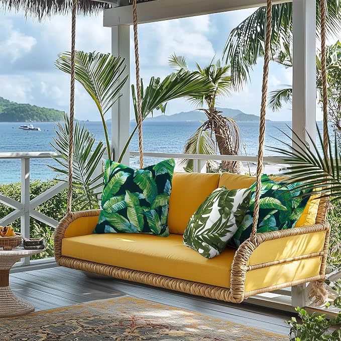 Outdoor Pillow Covers for Patio Furniture 20x20 Inch, Decorative Patio Throw Pillow Covers Set of 2, Modern Square Cushion Cases for Porch Garden Home Office, Hanalei Lagoon