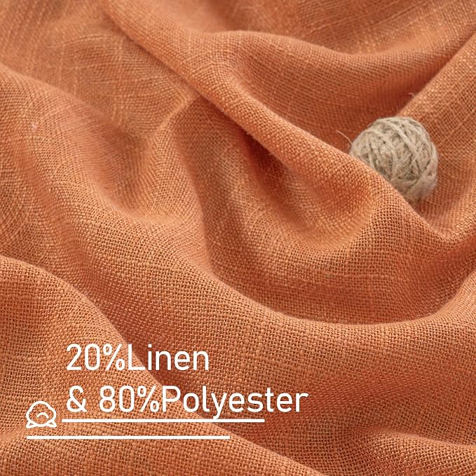 Burnt Orange Sheer Linen Curtains Semi Sheer Rod Pocket 2 Panels