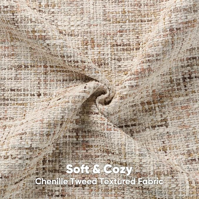 HAUSSY Pack of 2 Chenille Tweed Throw Pillow Covers 20x20 Inch, Beige Brown