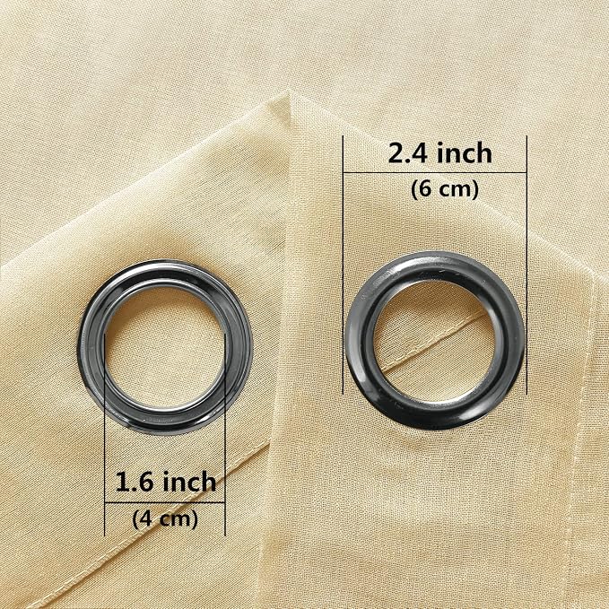 DWCN Beige Sheer Curtains, Short Faux Linen Voile Semi Sheer 54 Inches Long Grommet Top Window Curtain Drapes Treatment for Living Room Bedroom, Set of 2 Panels 46 x 54 Inches, Beige