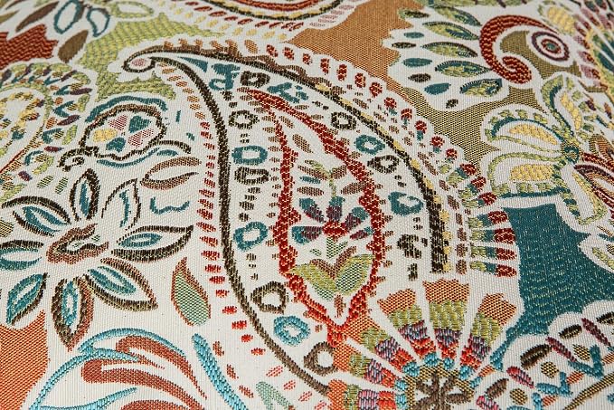 Mika Home Pack of 2 Oblong Rectangular Throw Pillow Cover Cushion Cases for Sofa Couch Chair,Paisley Pattern,12x20 Inches,Red Teal Cream Multicolor