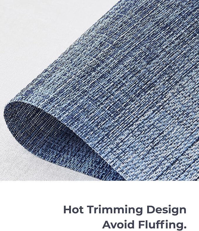 Leetaltree Gradient Blue Woven Placemats Set of 4 - Heat Resistant Non-Slip Place mats for Dining Table, Washable Durable PVC Vinyl Woven Table Mats(Gradient Blue, 4)