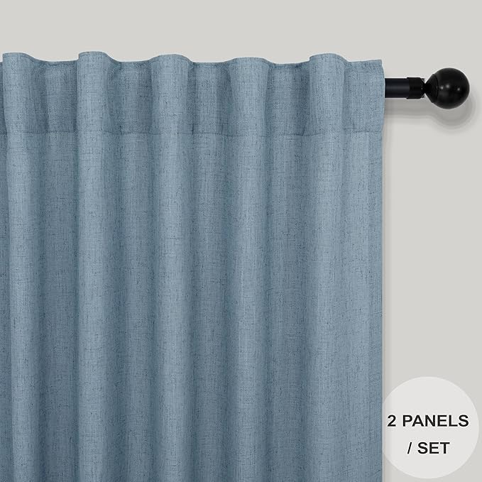 Light Blue Curtains 72 Inch Length for Boys Room 2 Panels Back Tab Pocket Light Diffusing Country Farmhouse Boho Slate Blue Curtain for Bedroom Living Room Door 52x72 Inches Long Dusty Stone Blue Grey