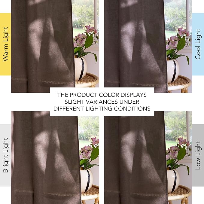 NICETOWN Thick Linen Blend Brown Curtains, Rod Pocket & Back Tab Bedroom Window Treatments Privacy with Light Filtering Drapes Natural Linen Burlap for Living Room, W55 x L108, 2 Panels