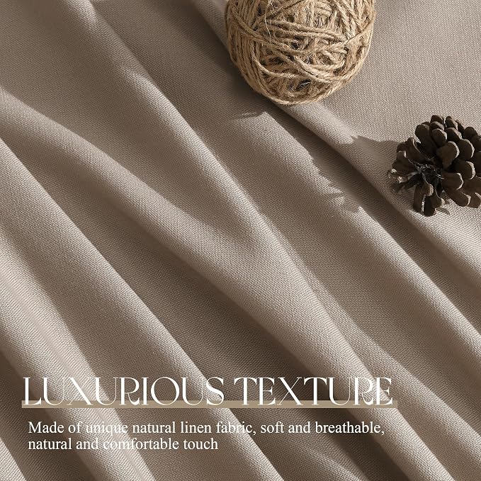 Jowels Dark Taupe Linen Curtains 108 Inch Long 2 Panels for Living Room | Light Filtering Semi Sheer Curtain, Back Tab Pocket Pleated Look, Boho Farmhouse Textured Privacy Drapes for Bedroom Window
