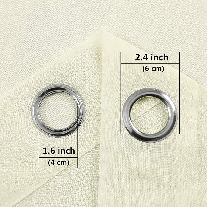 DWCN Ivory Sheer Curtains Linen Look Semi Transparent Voile Grommet Curtains for Living Room Bedroom Drapes 52 x 54 inch Length, Set of 2 Panels