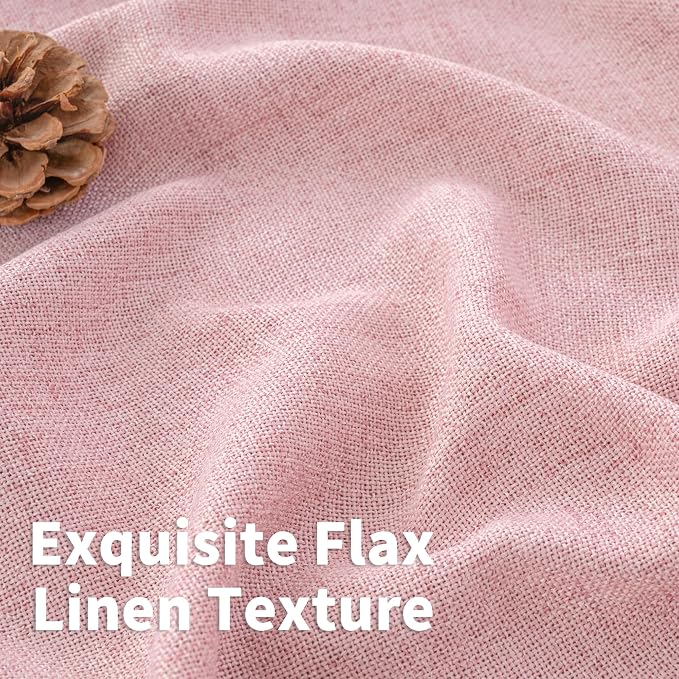 YoungsTex Light Pink Linen Curtains 84 Inch Length for Living Room Window, Light Filtering Drapes with Bronze Grommet Privacy for Bedroom Decorative, 52 x 84 Inch, 2 Panels