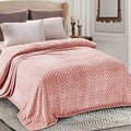Whale Flotilla Flannel Fleece Bed Blanket Queen Size, Pink | Lightweight Breathable Soft Bedspread, Plush Fluffy Coverlet Chevron Design Decorative Blanket for All Season, 90x90 Inch